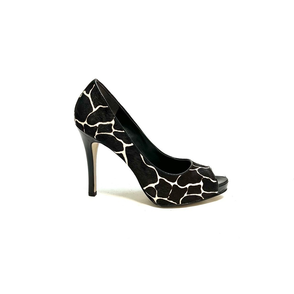 Vintage Y2K deadstock pony hair leather giraffe print stiletto heels